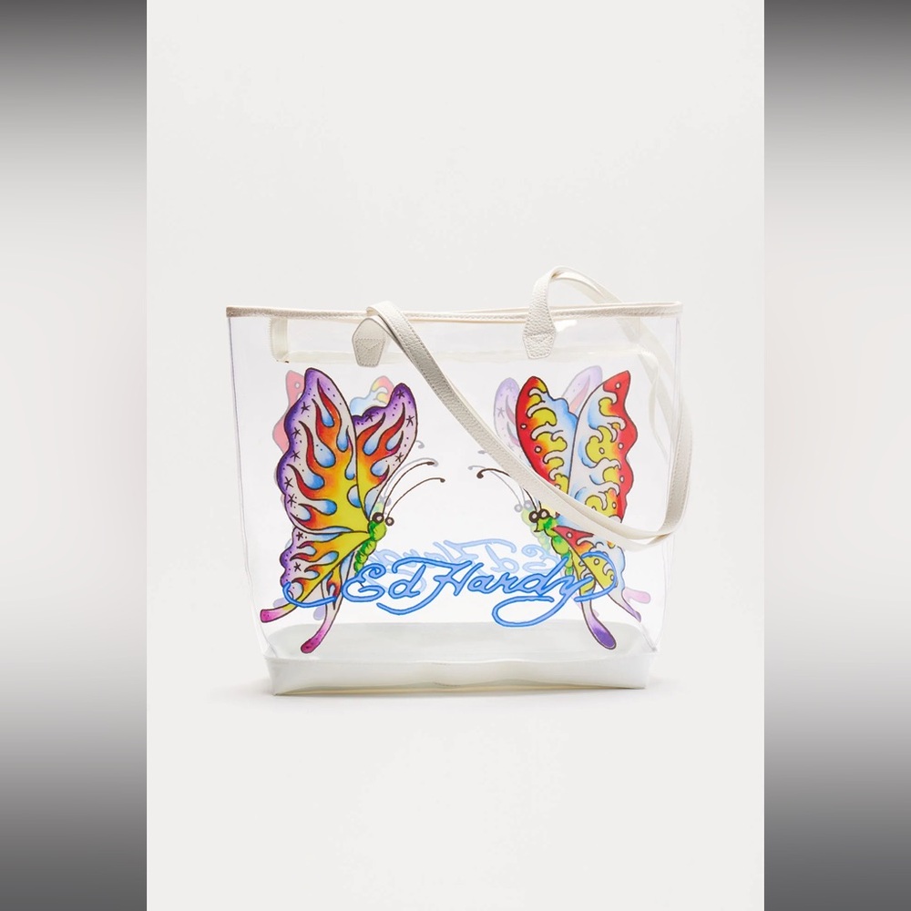 Ed Hardy Butterfly Clear Tote Bag